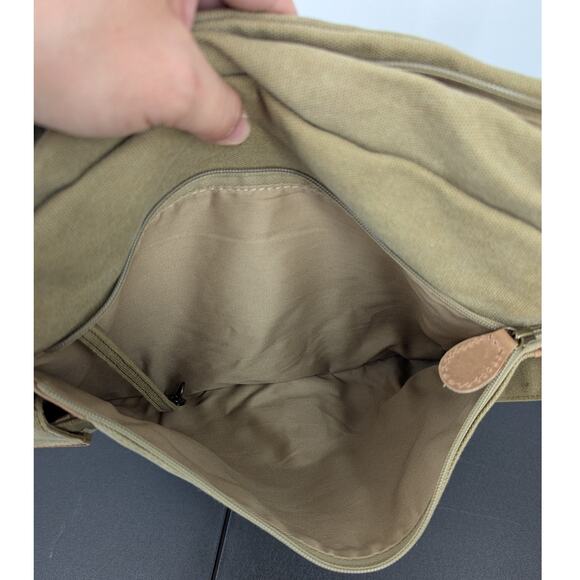 L.L. Bean Canvas Leather Messenger Crossbody Adjustable Strap Unisex Preppy Bag - Picture 9 of 10